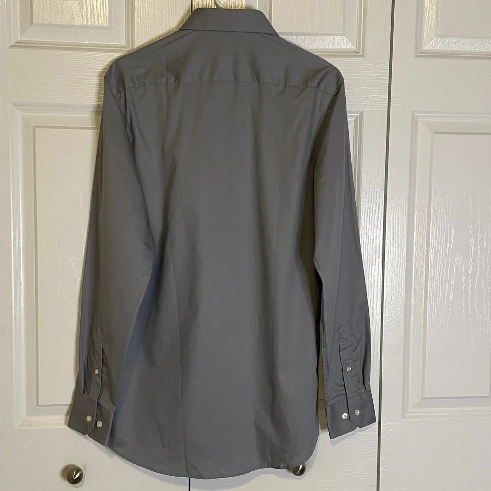 PERRY ELLIS Slim Fit Dress Shirt, Men’s Neck 15.5”, Cement Gray